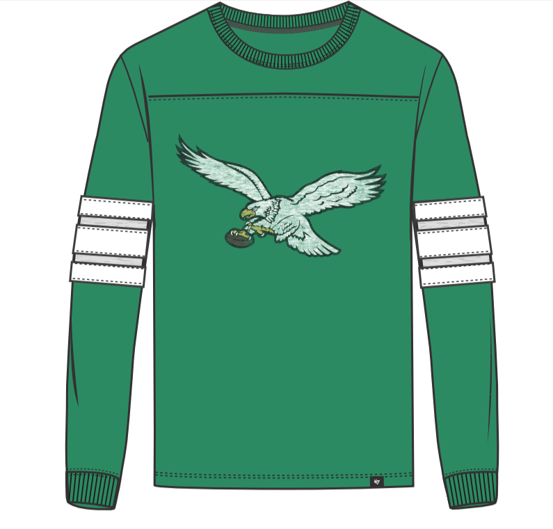 Philadelphia Eagles Historic Orchard Green Double Header Premier Brex Long Sleeve Tee