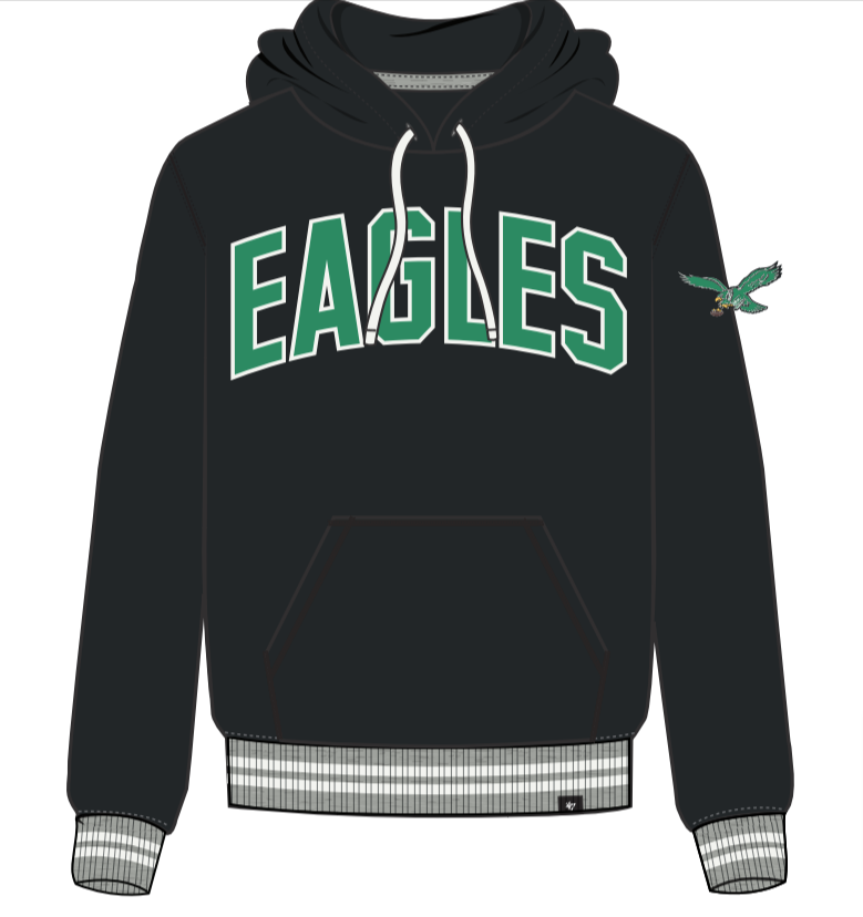 Philadelphia Eagles Historic Flint Black Eastport Hoodie Mens