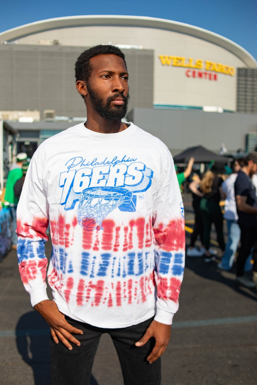 Philadelphia 76ers Flea Market Tie-Dye Long Sleeve Unisex tee