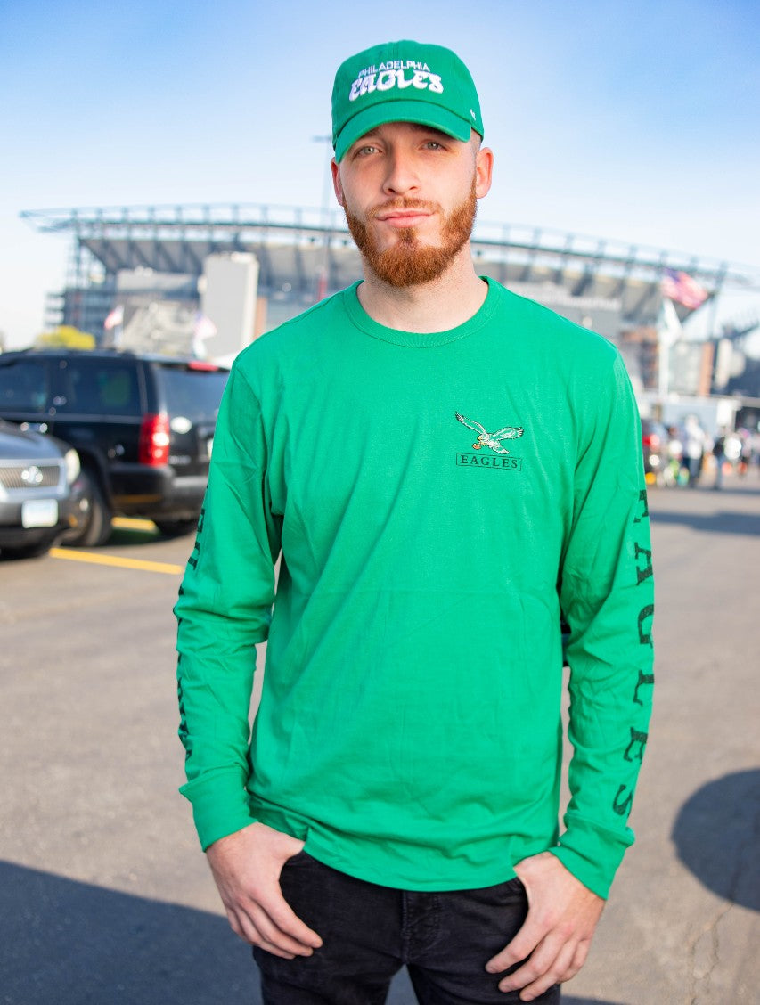 Philadelphia Eagles Legacy Orchard Green Triple Down Franklin Long Sleeve Tee