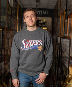 Philadelphia 76ers Playoff Win 2.0 Black Heather Vintage Crew