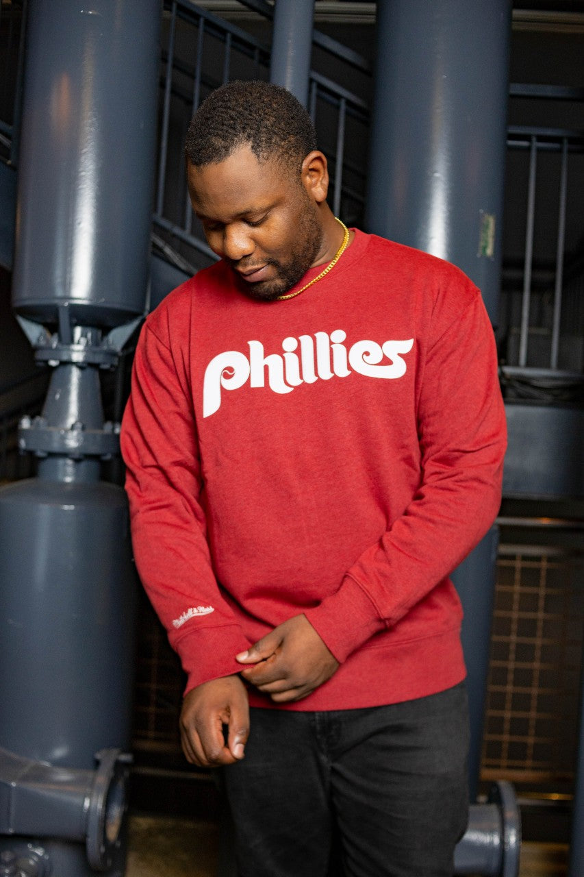 Philadelphia Phillies Men's Playoff Win 2.0 Crew Cardinal Heather