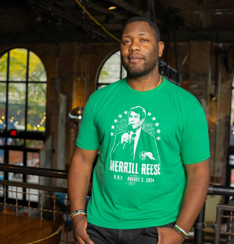 Merrill Reese HOF kelly green t-shirt