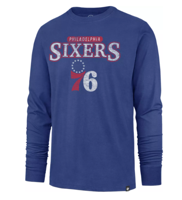 Philadelphia 76ers Jetty Blue Linear Franklin men's long sleeve tee