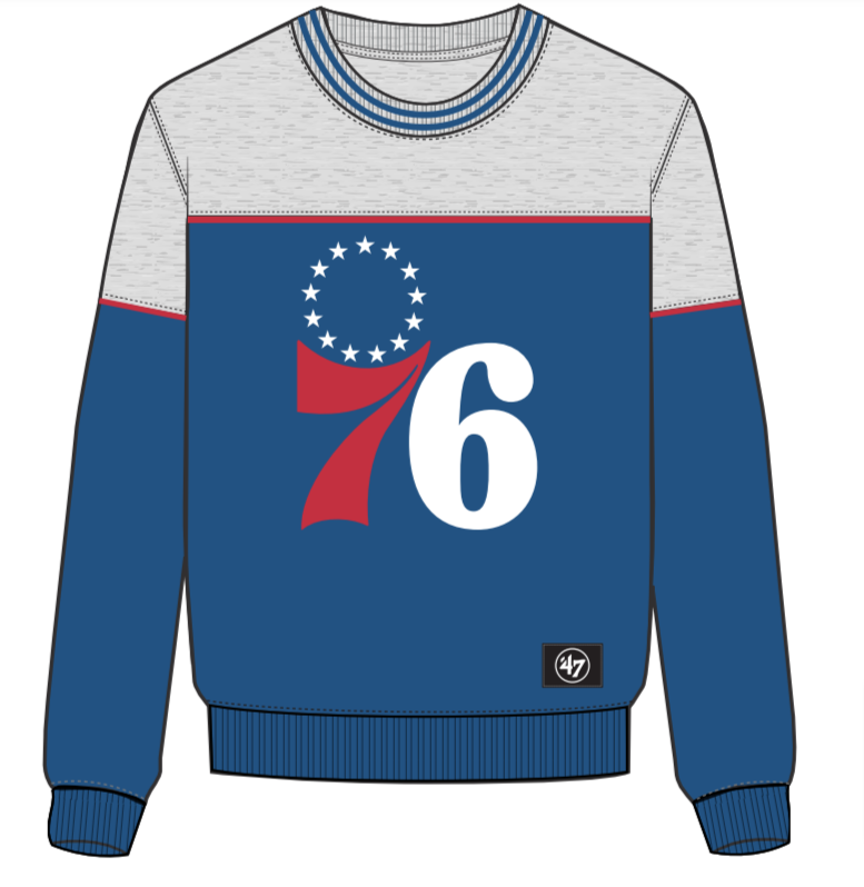 Philadelphia 76ers Satin Lock Bryson Crew Sweatshirt