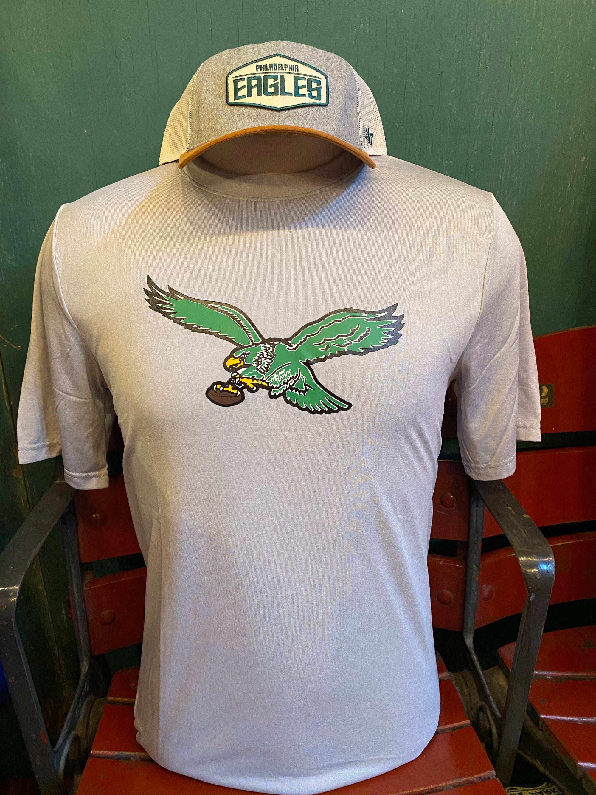 Philadelphia Eagles Stadium Retro Logo Men's Grey T-shirt