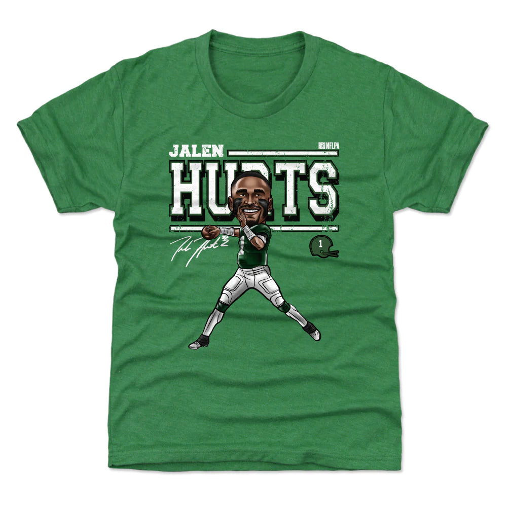 Jalen Hurts Youth Cartoon Green Tee