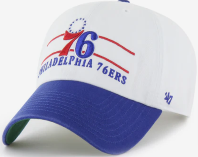 Philadelphia 76ers White Double Header Clean Up Hat