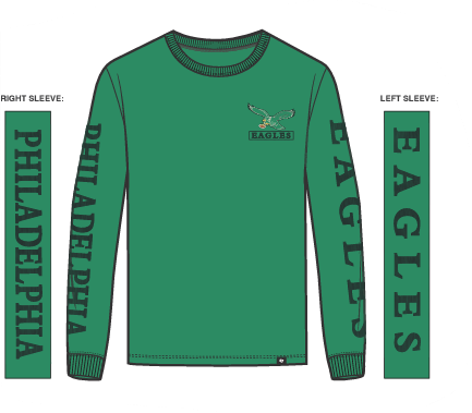 Philadelphia Eagles Legacy Orchard Green Triple Down Franklin Long Sleeve Tee