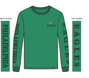 Philadelphia Eagles Legacy Orchard Green Triple Down Franklin Long Sleeve Tee