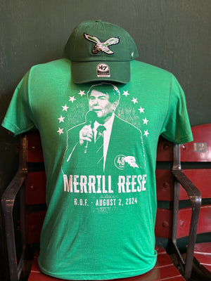 Merrill Reese HOF kelly green t-shirt