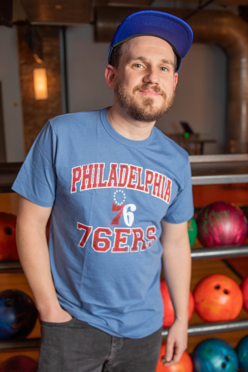 Philadelphia 76ers Atlas Cadet Blue Union Arch Franklin men's tee