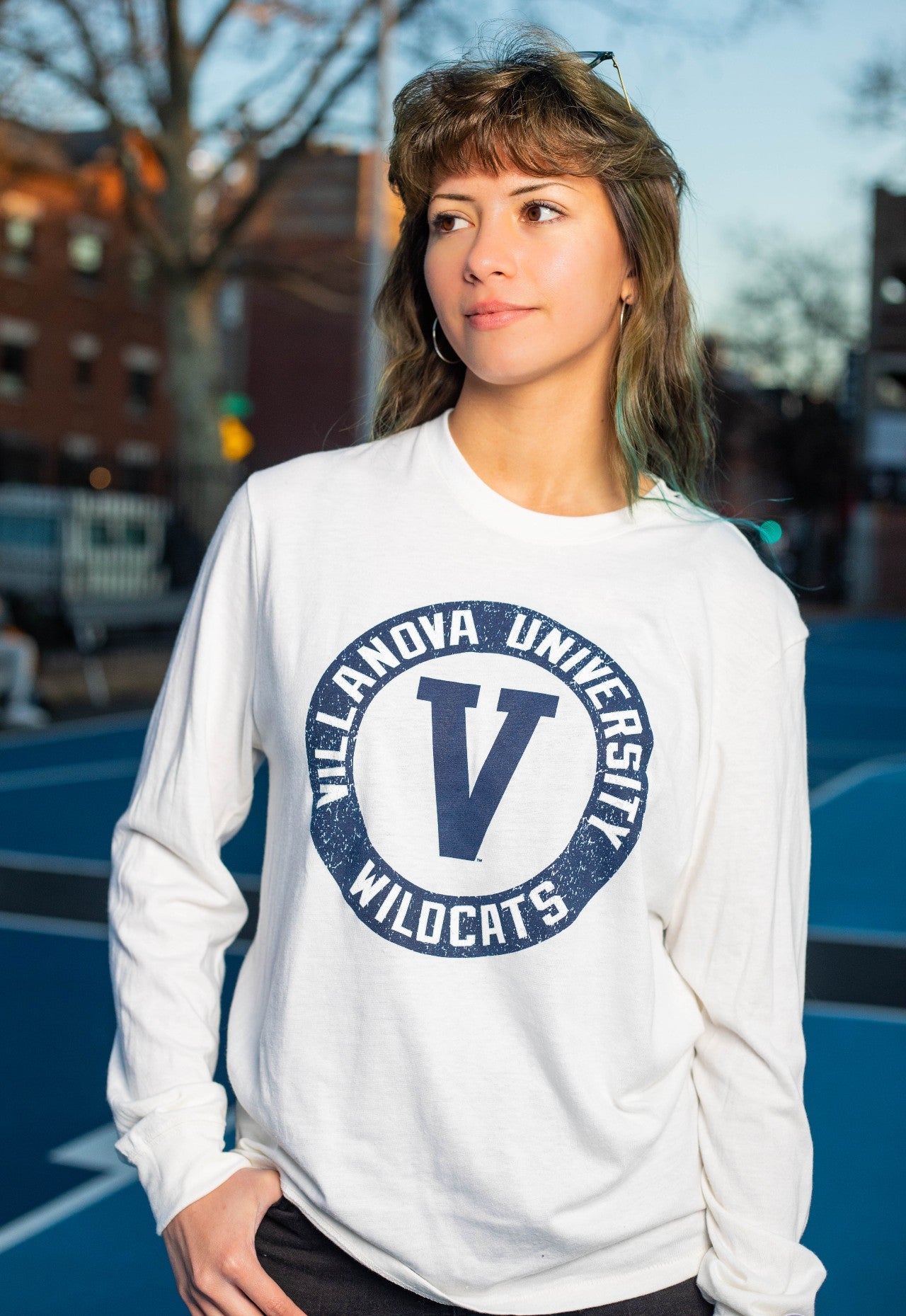 Villanova white long-sleeve tee by Champion