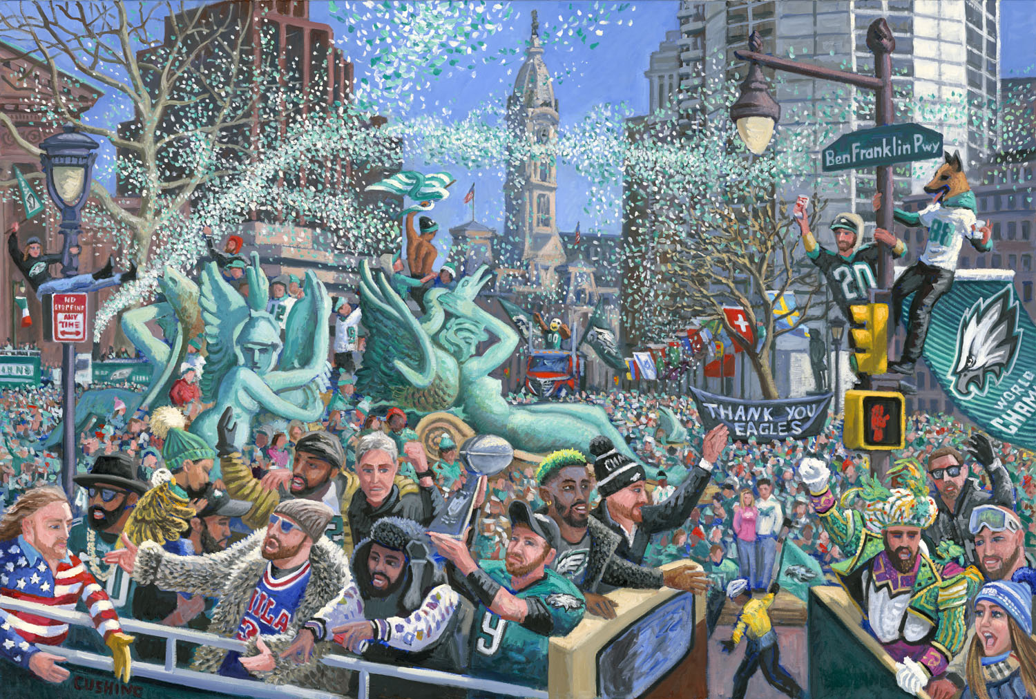 Eagles Championship Parade Print by Charles Cushing