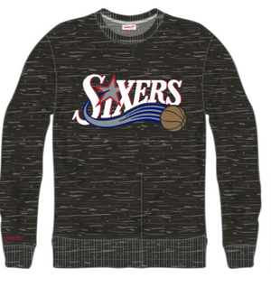 Philadelphia 76ers Playoff Win 2.0 Black Heather Vintage Crew