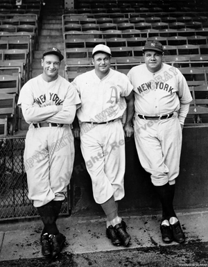 Legends of Summer - Lou Gehrig, Jimmie Foxx & Babe Ruth c.1930 - Framed